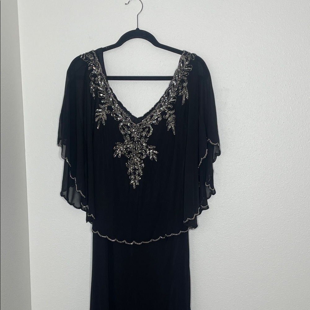 Jkara Plus Size Popover Capelet Beaded Gown - Picture 3 of 9